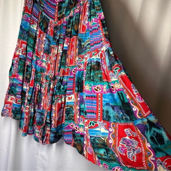 Vintage Skirt Maxi 80s Hippy Boho Gypsy Southwestern Aztec USA Native American - Picture 2 of 15